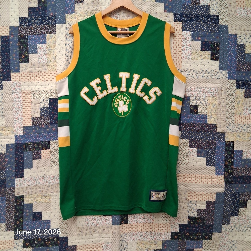 Vtg Majestic Boston Celtics Jersey Shirt Hardwood Classics Sewn Green Mens Large